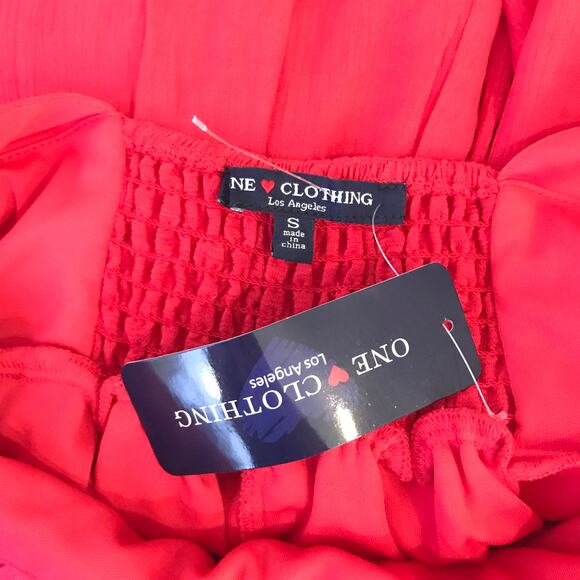 One Clothing Romper Small Red Deep V Neck Sleeveless Flowy Vacation Tomato Sexy - Picture 11 of 13